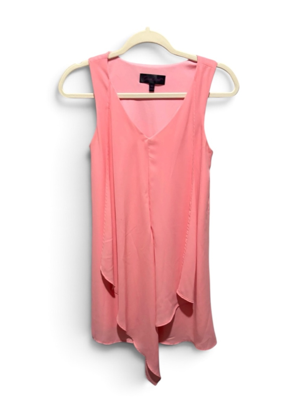 Sleeveless Asymmetrical V-Neck Dress in Coral